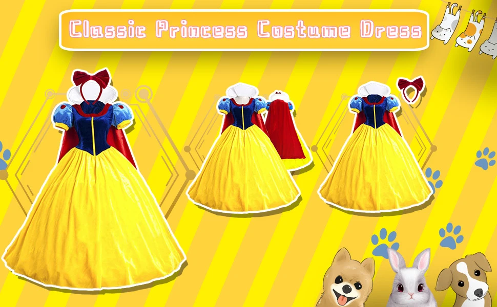 Snow White | Yellow Dress Cosplay Costume 17 Disney Snow White Cosplay Costume for Women (Unofficial)