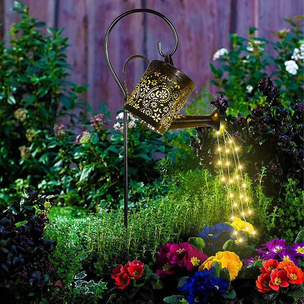 Watering Can Solar Light For Outdoor Garden Star Shower Garden Waterproof Led Highlight Warm