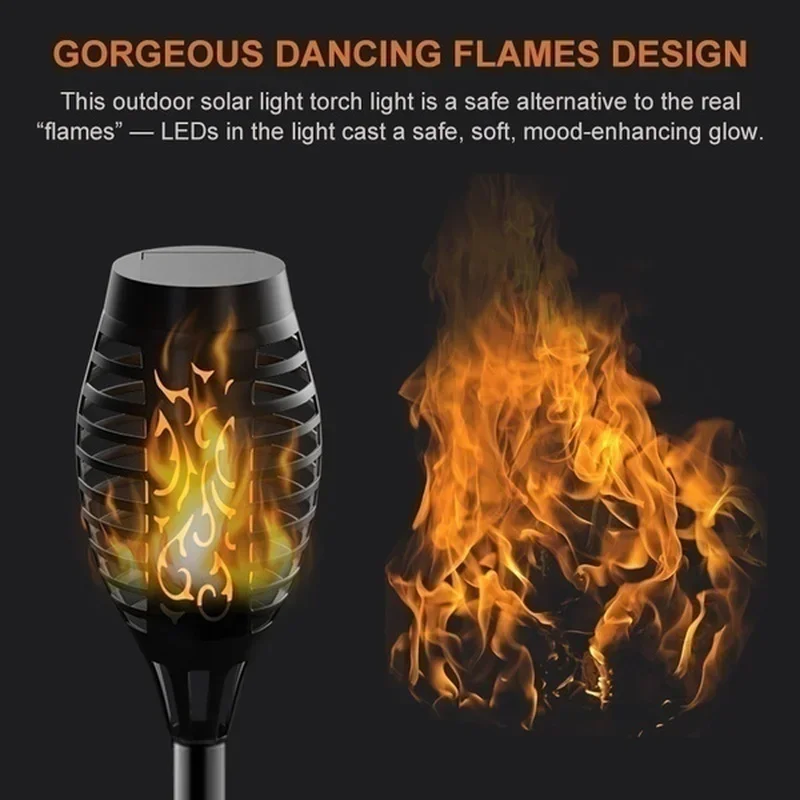 Solar Flame Flickering Light Waterproof Garden Torch Lamps