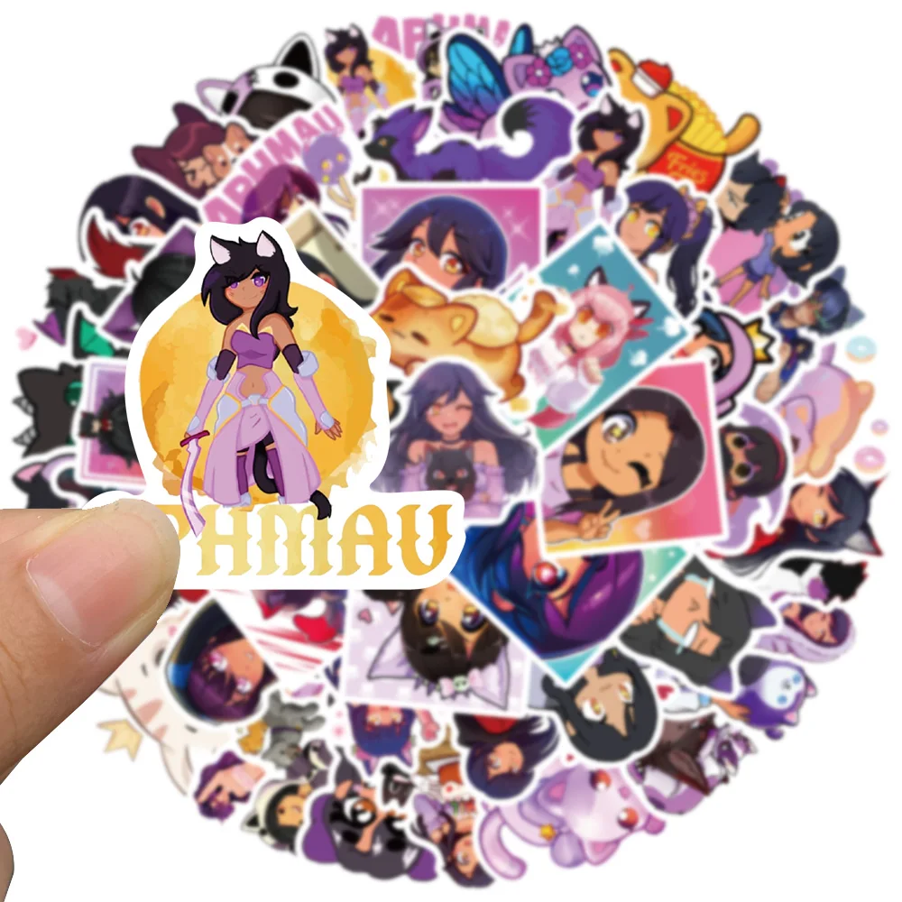 Cartoon Stickers Kawaii Stickers Decorative Stickers 50pcs Cartoon Cute Kawaii Aphmau Stickers For Kids Laptop Luggage Skateboard Fridge Phone Vinyl Waterproof DIY Graffiti Sticker