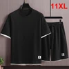 Men's Sets Summer Tracksuit Plus Size 10XL 11XL T-shirts Shorts Suits Male Big Size Summer Suits Black 1
