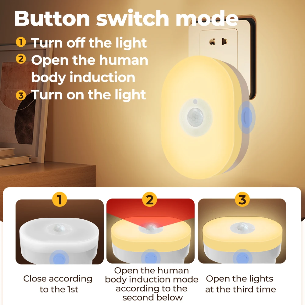 AUVON Night Light Plug in, Motion Sensor Night Light, Dimmable Smart LED  Night Lights Plug Into Wall