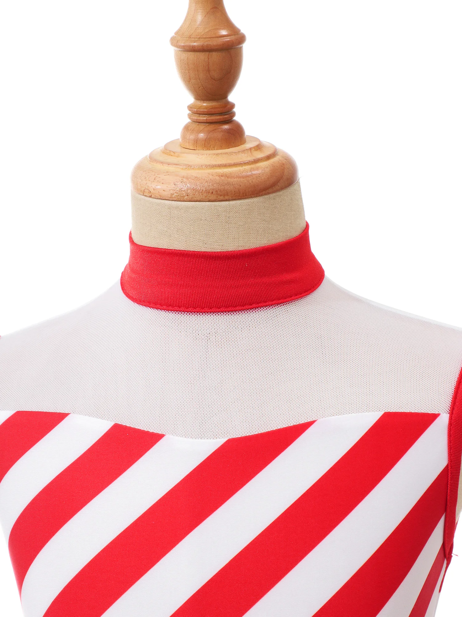 Kids Girls Candy Cane Christmas Costume Striped Mrs Santa Claus Princess Ballet Leotard Tutu Dress Figure Ice Skating Dancewear