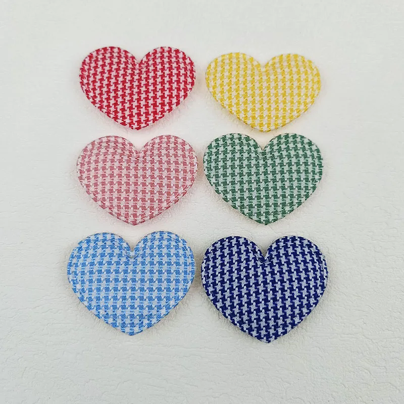 어린이 머리띠 헤어 클립 액세서리, 신발, 모자 장식 패치에 대 한 60Pcs 스트라이프 하트 패딩 된 Applique
