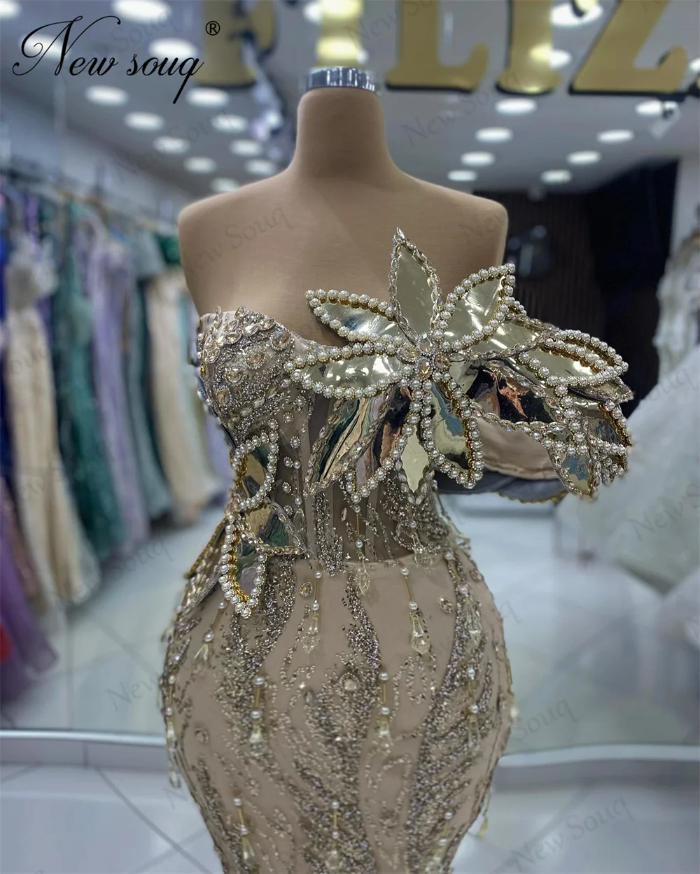 

Элегантные вечерние платья цвета шампанского с юбкой-годе, платье для свадебной вечеринки с кристаллами из бисера, коктейльные платья в африканском стиле Дубая, 2024, платья для торжества