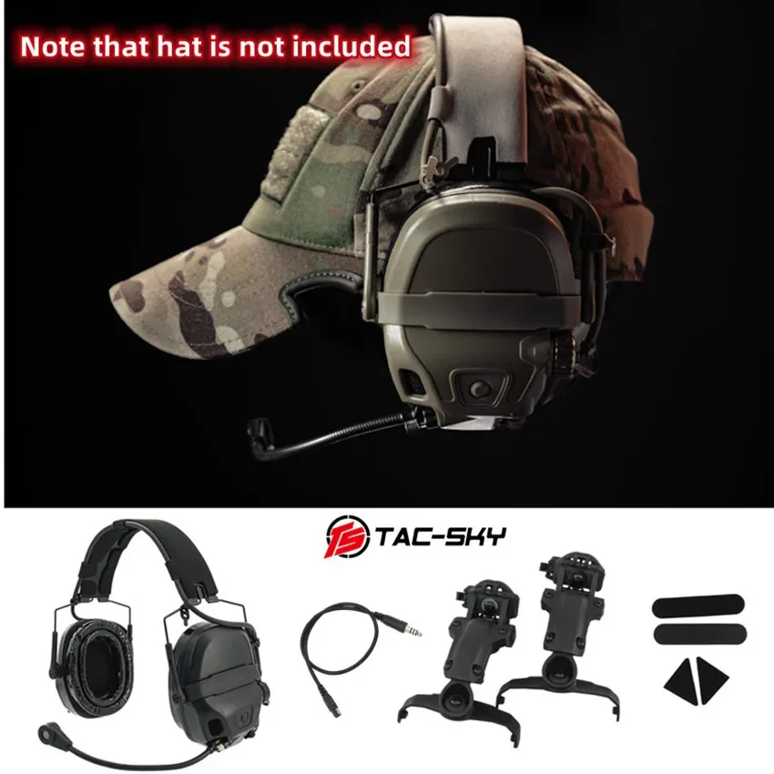 

TAC-SKY Tactical AMP Headset Communication Noise-Canceling Pickup Shooting Headset with ARC Helmet Rail Adapter Military Version