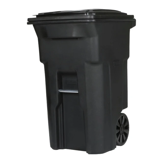 32 Gallon Wheeled Outdoor Garbage Can with Attached Snap Lock Lid