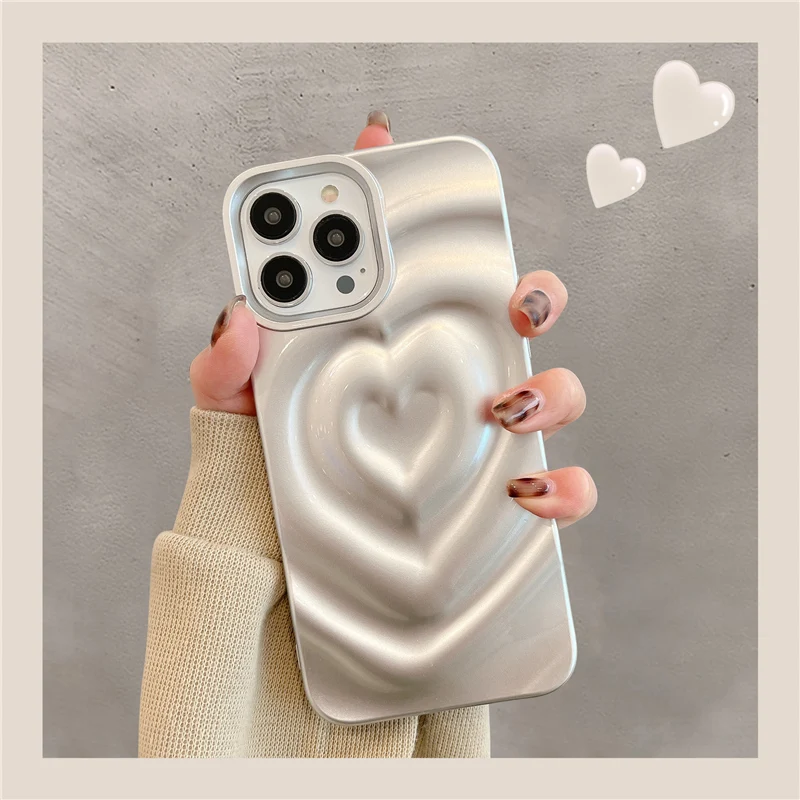 thumbnail image 1 of Funda de teléfono con diseño de corazón brillante para iPhone 16, 15, 14, 13, 12, 11 Pro Max, bonita y lujosa funda trasera de silicona suave a prueba de golpes, 1 of 5