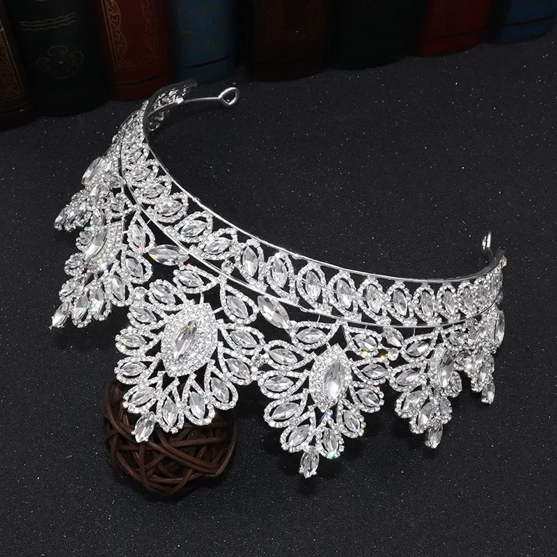 New Wedding Headdress Multiple Color Baroque Inlaid Rhinestone Bridal Big Crown Wedding Hair Jewelry Accessories