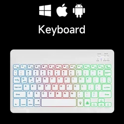 Compact Backlit RGB Bluetooth Keyboard with Wireless Rechargeable Mouse - Thai and English (Only White Keyboard)