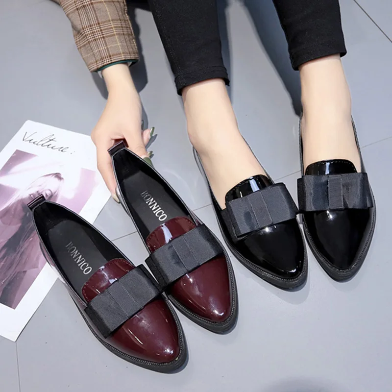 

Plus Size Women Flats Pointed Toe Slip on Flat Shoes Woman Loafers Bowtie Ballet Flats Oxford Shoes Ladies zapatos mujer