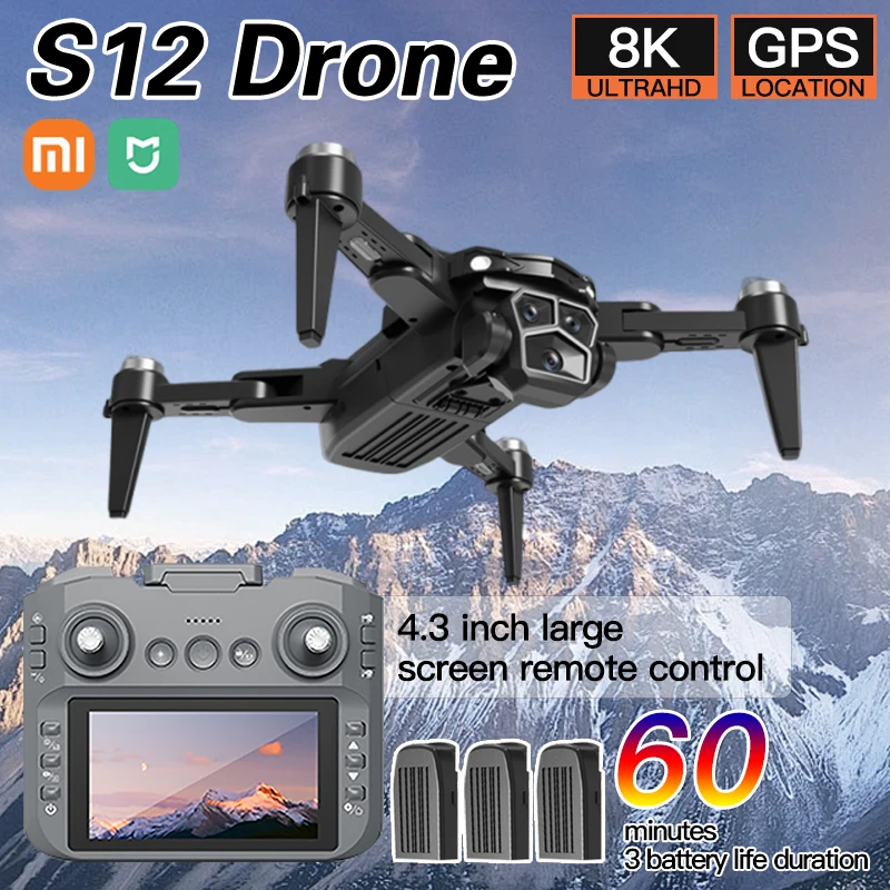 Xiaomi Mijia S12 Drone 8K Professional GPS HD Camera Drones 5G WIFI 4k 4.3 inch large screen remote control Quadcopter RC Dron Xiaomi Mijia S12 Drone 8K Professional GPS HD Camera Drones 5G WIFI 4k 4.3 inch large screen remote control Quadcopter RC Dron
