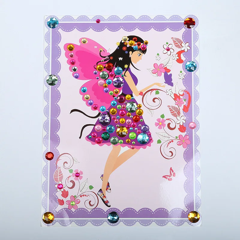 1pcs DIY Colorful Crystal Diamond Stickers Painting Princess Children Handicrafts Girl Learning Education Toys Random Style