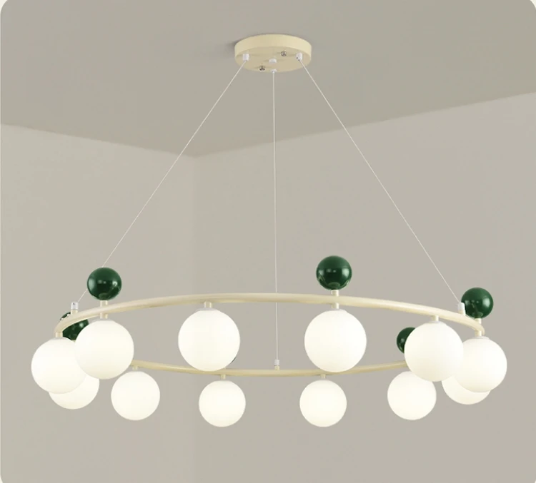 LED Creme Stil Kronleuchter Französisch Glas Ball Anhänger Lampe Für Wohnzimmer Schlafzimmer Restaurant Moderne Esstisch Hängen Lampe – Detail 2