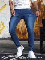 2024 New Jeans for Men  Zipper Stretch Jeans Casual Slim Fit Trousers Male Plus Size Denim Skinny Blue Pencil Pants 28-36