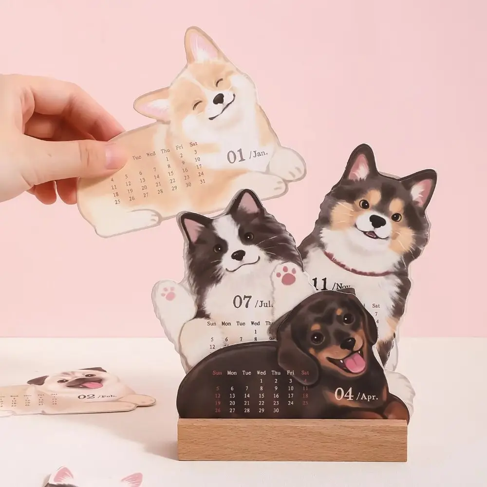 2026 Cute 3D Desk Calendar DIY Simplicity Agenda Organizer Cat Dog Series Cartoon Desktop Calendar Home Office Desk