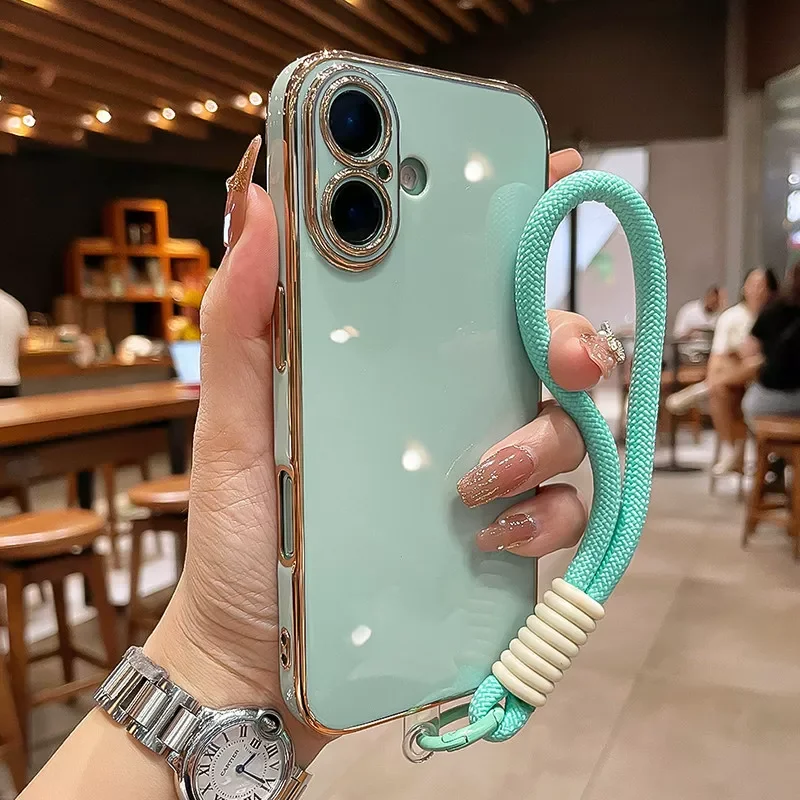 Soft Silicon Electroplating Phone Case with Hand Strap