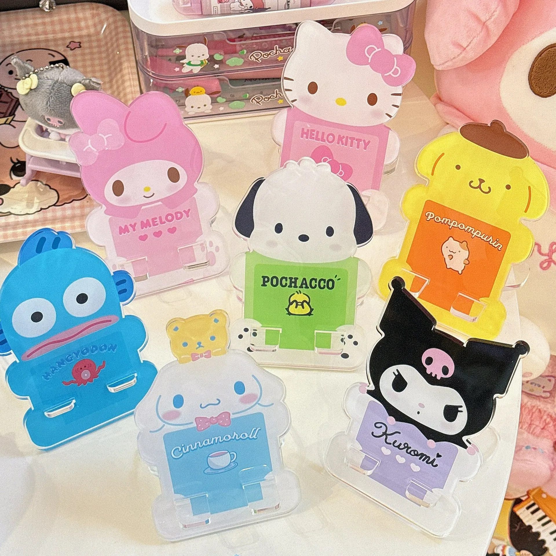 

Sanrio Hello Kitty New Kawaii Mobile Phone Holder Anime Cute Cartoon Kuromi Desktop Tablet Phone Tablet Stand Decoration Gift