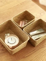 Woven Seagrass Storage Baskets Fruit  Box Cosmetic  ContainerStraw Rattan  Desk Organizer Picnic  2