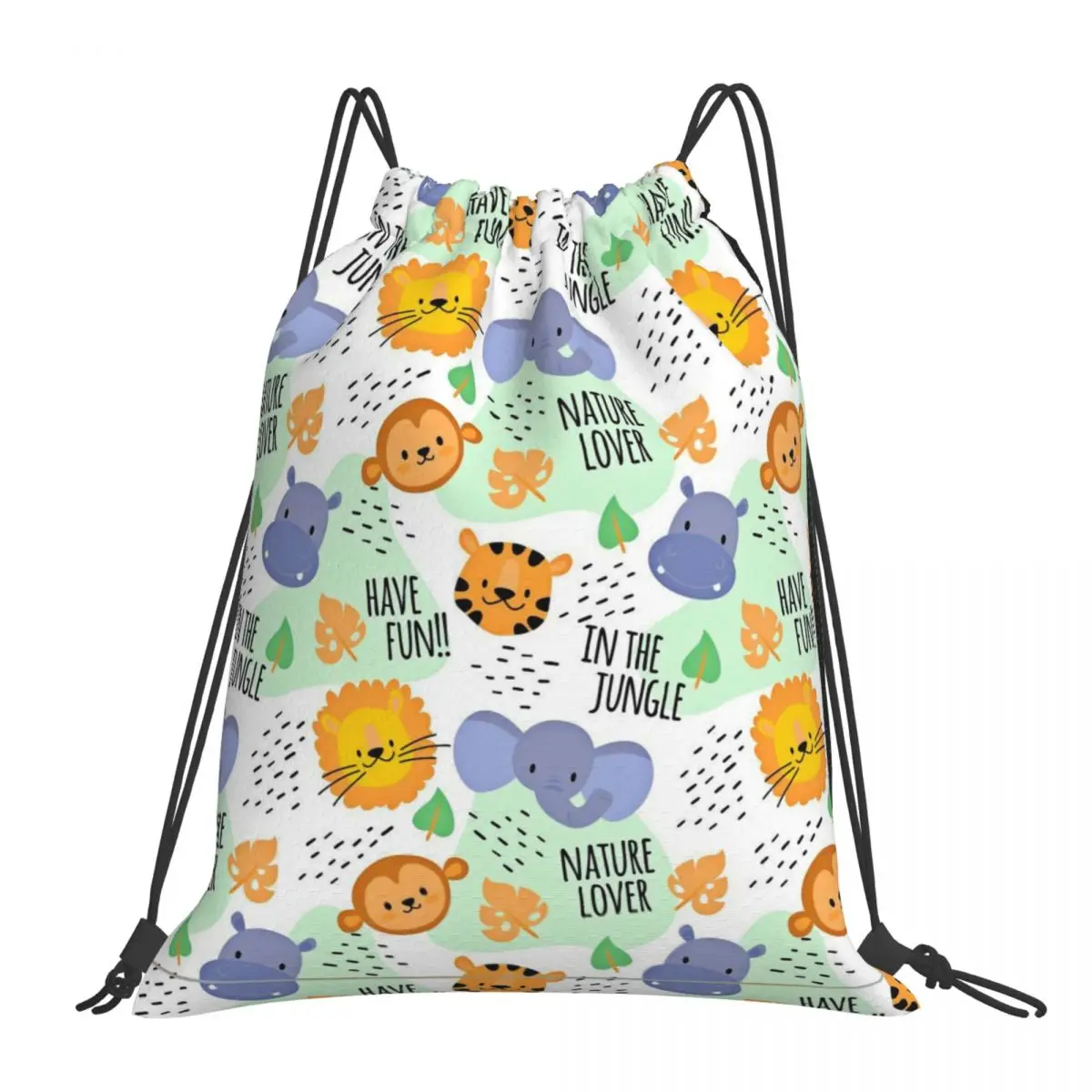 

Сумки на шнурке с рисунком льва, обезьяны, животных, сумка для покупок, рюкзак для мальчиков и девочек с 3D принтом, школьная сумка для обуви