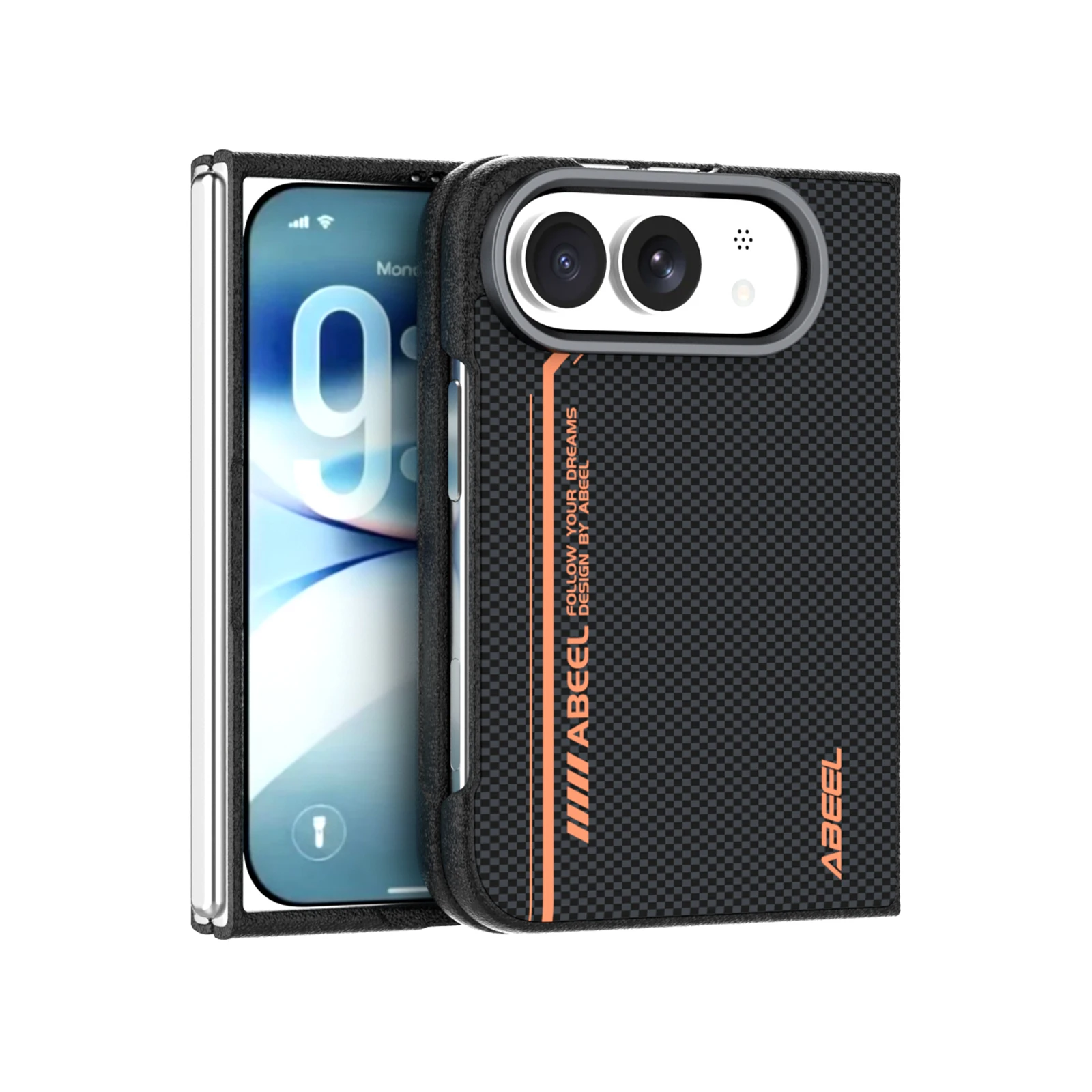 Premium Magnetic Carbon Fiber Texture Case - Skin-Friendly PC Cover with Wireless Charging Compatibility