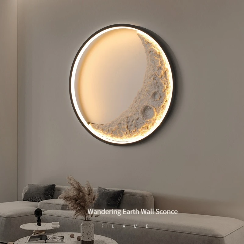 Nordic Moon Wall Lamp Modern Round Golden LED Wall Light Sconces Resin Luminaire For Living Room Bedroom Interior Decor Lighting 5
