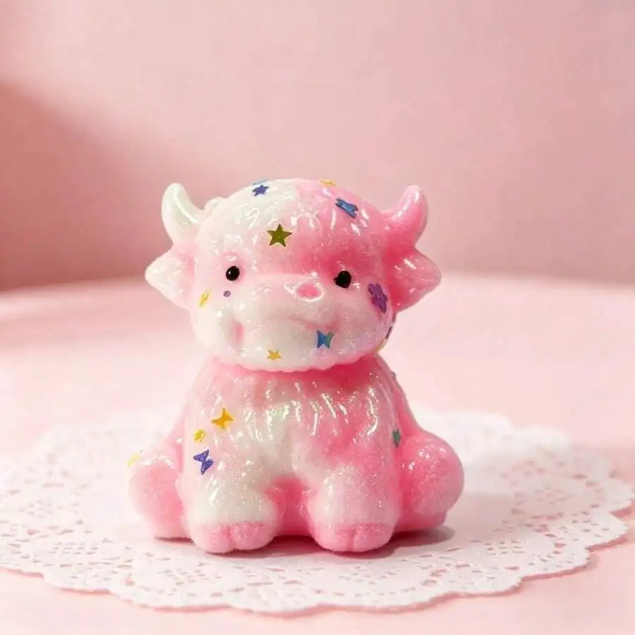 A Silicone Toy Designed To Relieve Stress, Shaped Like A Cow, Soft And Squeezable, Suitable For Ornaments (Pink) 3