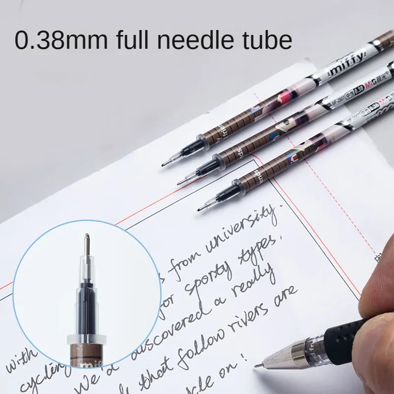 M&G 20pcs Gel Pen Refill 0.38mm Black Draw Cap Full Syringe Signature Pen Refill Miffy Series Pens Refill for School Opening 2