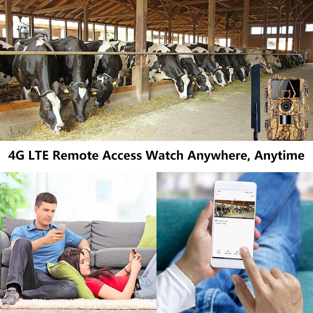 4G LTE Hunting Trail Camera 60MP HD 8K APP Control Night Vision Photo Trap with SIM card Cellular Mobile Wireless Wildlife Cam 2