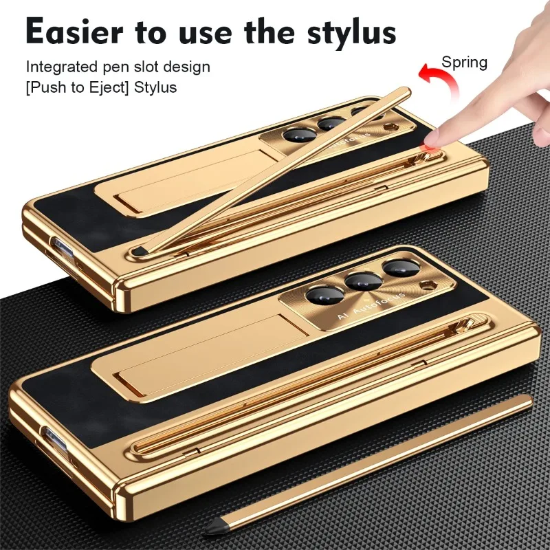 Luxury Leather Phone Case with Holder Stand and Anti-Fall Protection