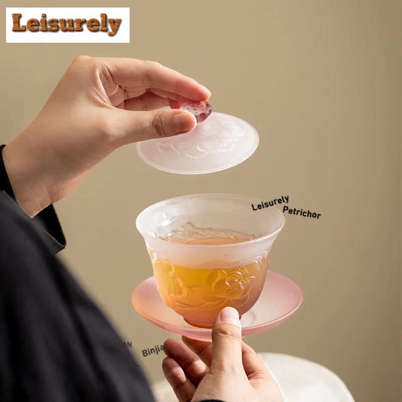 Azure Stone Gaiwan Japanese Heat Insulation Tea Tureen Household Tea Bowl with Lid Kit Tea Maker Cover Bowl Teaware Decoration