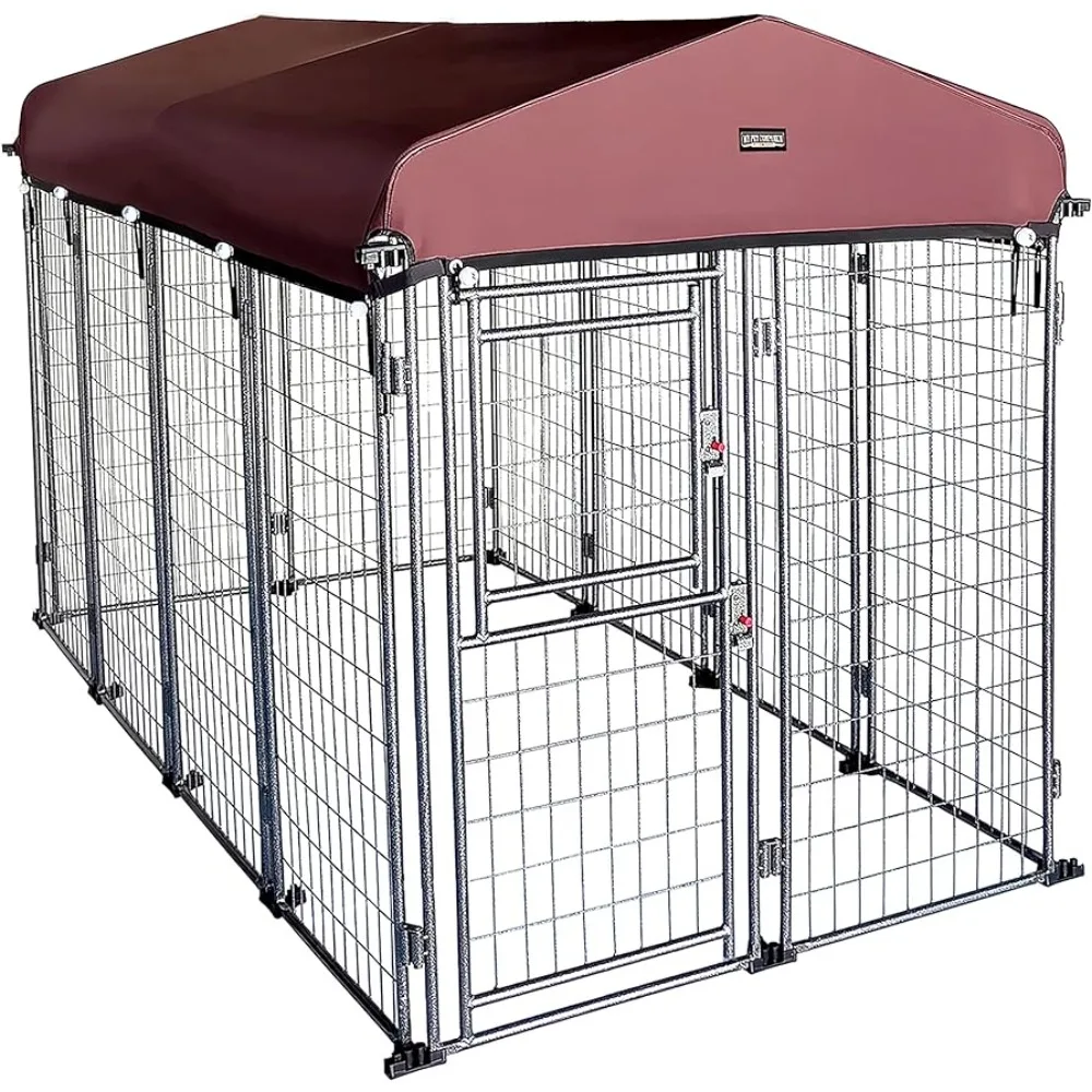 

8'*4'*5' Dog Kennel Large Crate Cage Outdoor with Roof Cover for Large Dogs Heavy Duty Fence Welded Wire