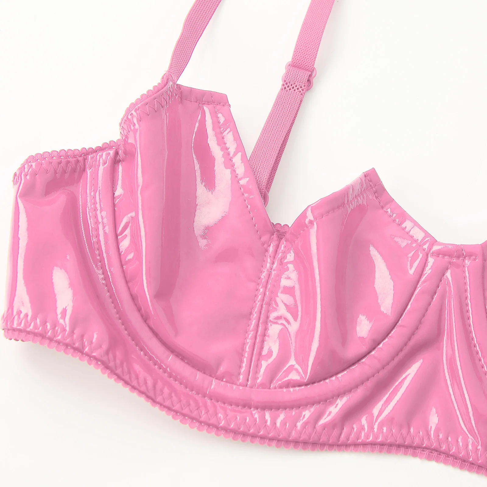 Womens Sexy Gothic Wet Look Patent Leather Bralette Lace Quarter Cup Underwired Shelf Bras Tops Push Up Sheer Floral Balconette