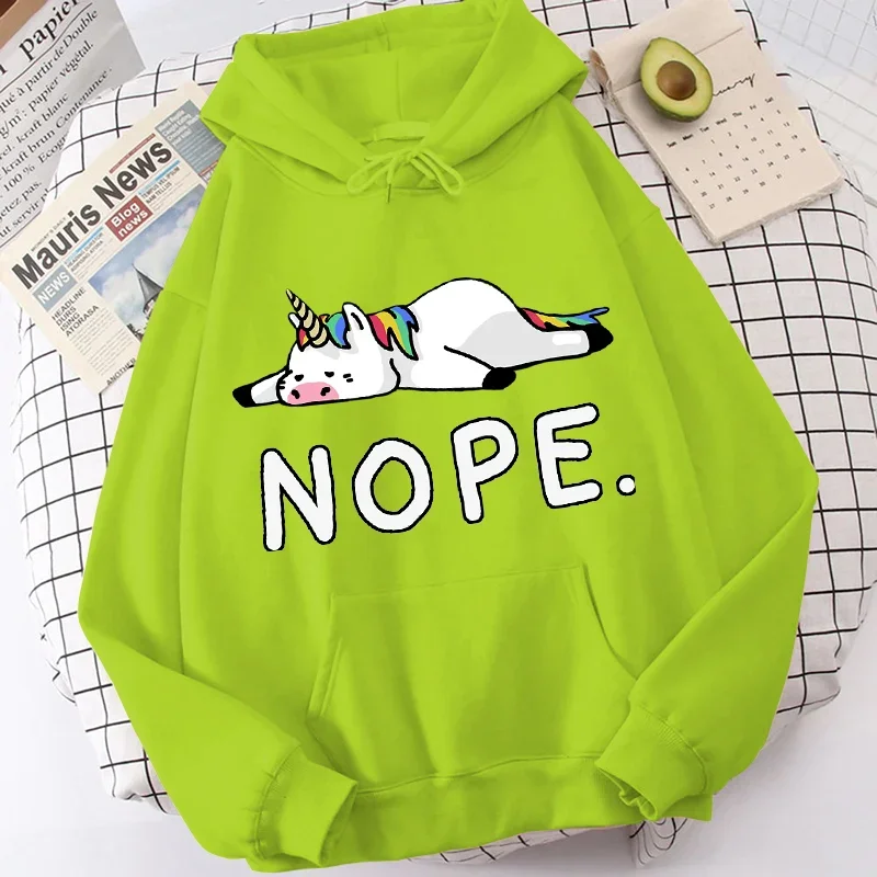 

Hoodie Men Fashion Sweatshirt Nope Unicorn Casual Print Fleece Sweatshirt Autumn Winter Boys Girls Kawaii Hoodie Tops Dropship