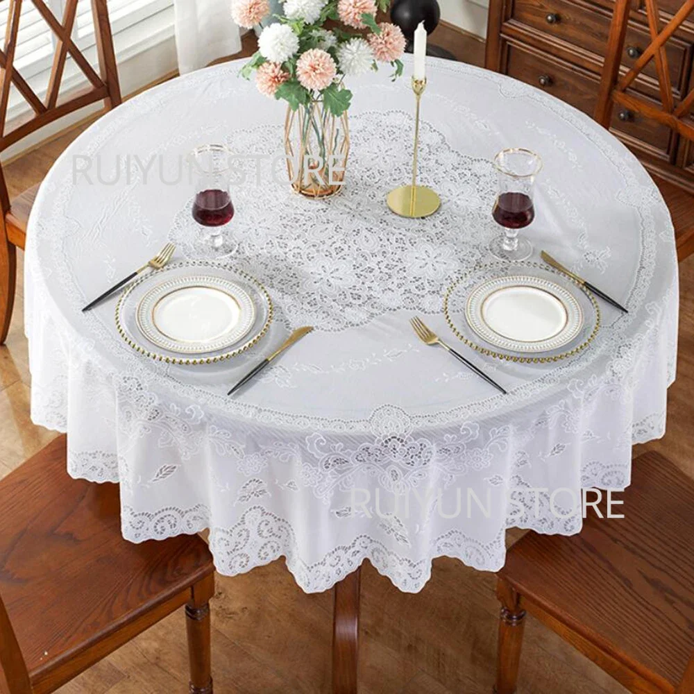 Mantel redondo de PVC impermeable a prueba de aceite, cubierta de mesa de café y té para decoración de fiesta de boda, diámetro de 152/180/200/210cm