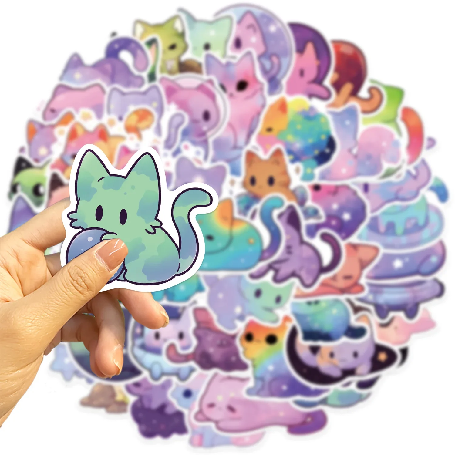 Decorative Stickers 10/30/50Pcs Starry Cat Waterproof Graffiti Sticker for Luggage Cup Guitar Laptop