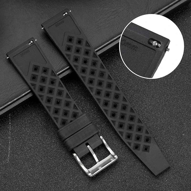 Premium Tropic Rubber Quick Release Watch Strap, 20mm/22mm - Ideal for Diving and Smart Watches