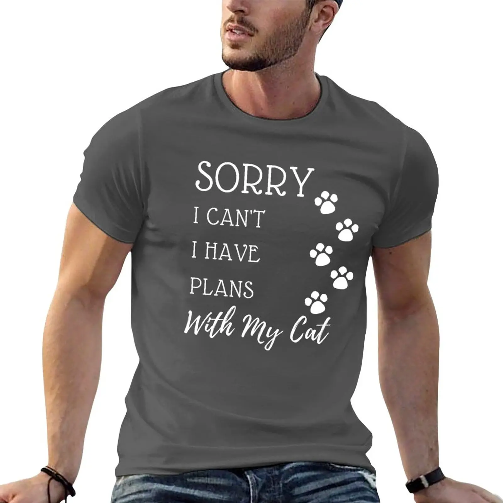 

New Sorry I can't I have plans with my Cat T-Shirt oversized t shirts cute tops mens plain t shirts