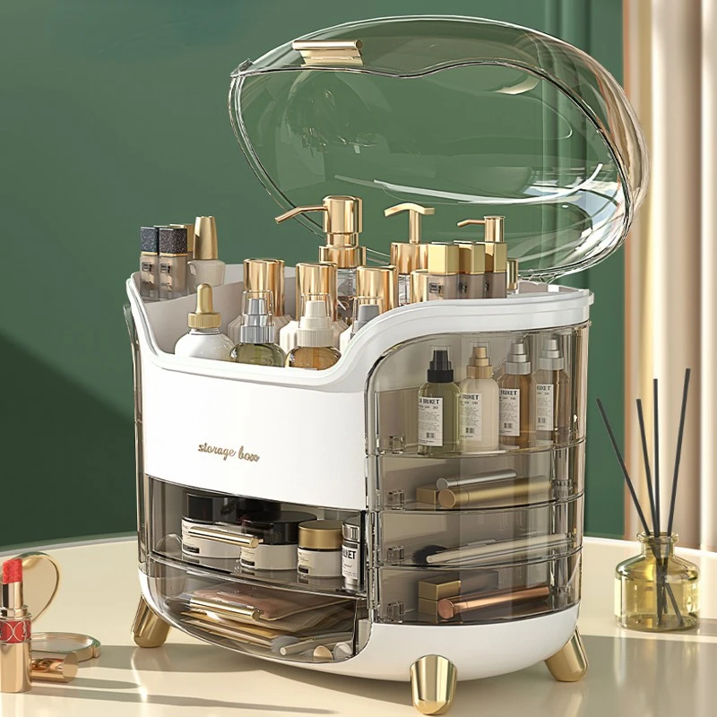 Makeup Organizer Transparent Desk Makeup Organizer Box Large Capacity Cosmetic Jewelry Storage Drawer Bathroom Dressing Table Sundries Container