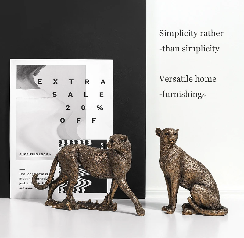Description Picture 4 of itemAnimal Statue Decoration Living Room Home Decor Sculptures & Figurines Vintage Ornaments For Home Deskop Table Retro Leopard