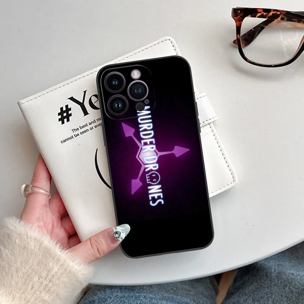 Sleek Black Soft Phone Cover - Murder Drones Design