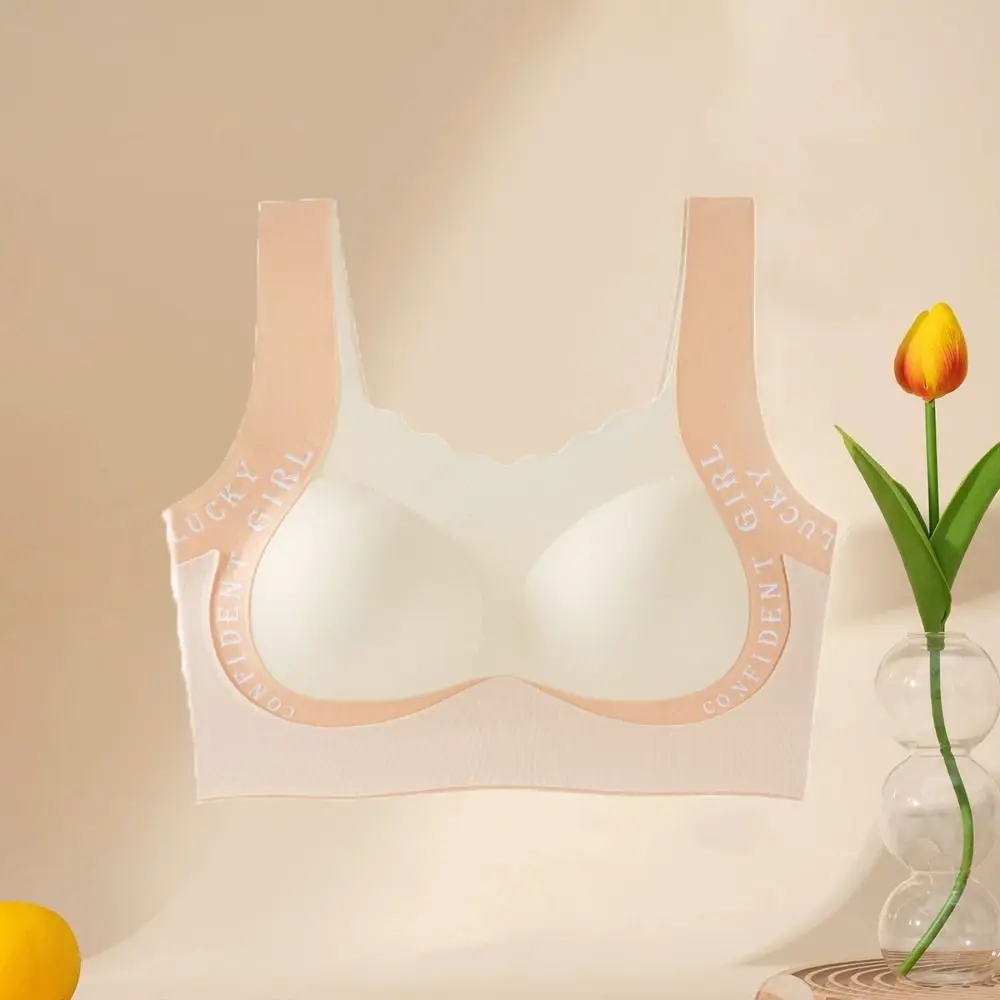 Thin Letter Girls Wireless Bra Sweet Seamless Teens Push Up Bra Soft Support Lingerie Underwear Women Sports