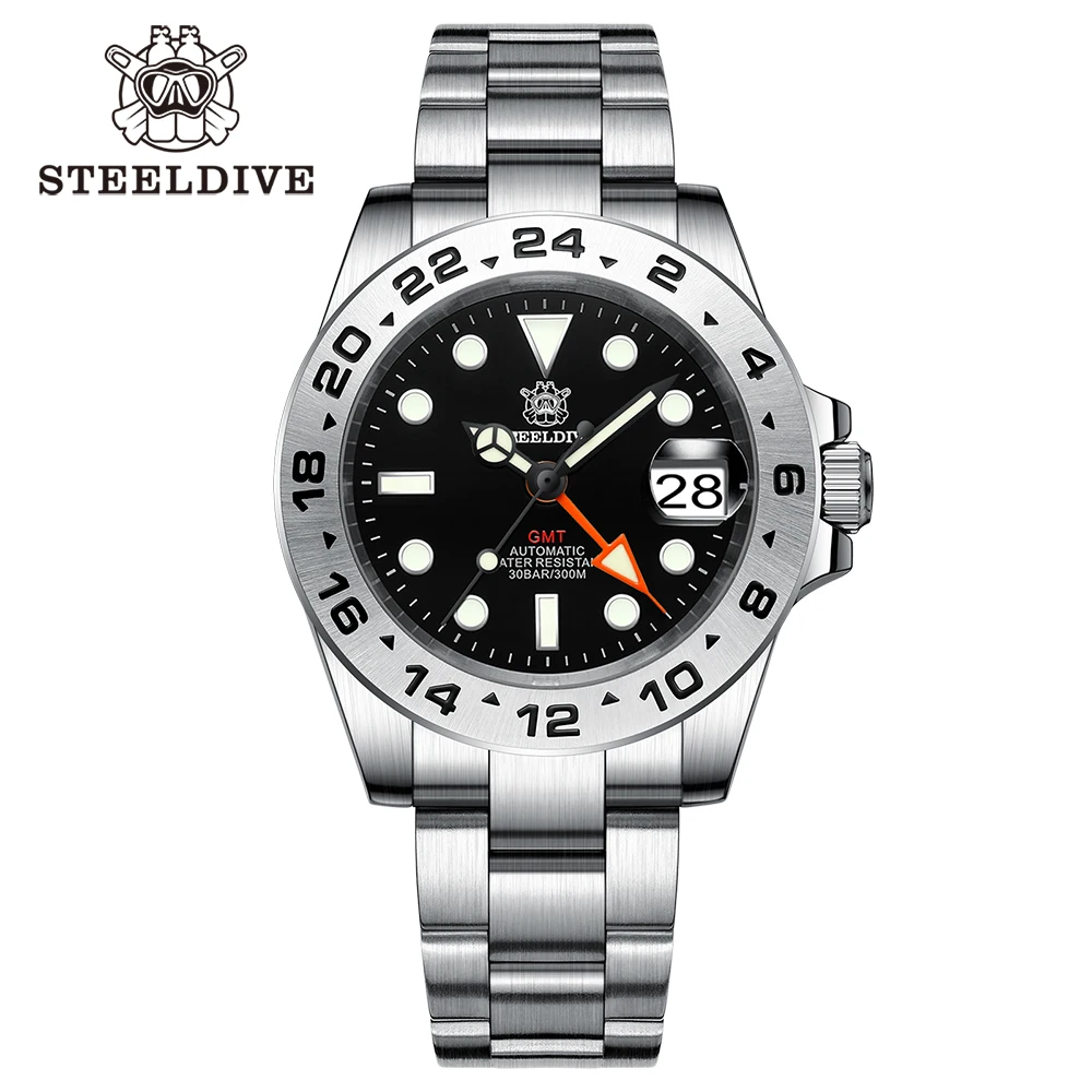 Steeldive Sd1992 Gmt Dive Watch Nh34 Movimento Meccanico Automatico Vetro Zaffiro Luminoso 300M Orologi Subacquei Da Uomo Impermeabili