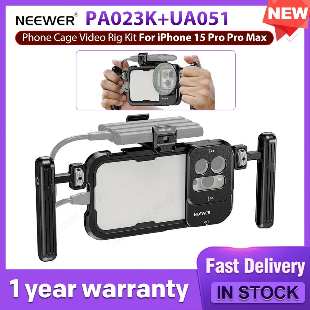 Cage Per IPhone 15 Pro Max Neewer - Con Adattatore Filtri 67mm E Supporto Obiettivi 17mm