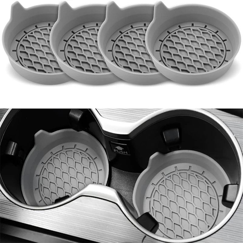Car Coaster Pads 1/4pcs Silicone Non-Slip Water Cup Pad Car Cup Groove Anti-Scalding Mat Bottle Holders Interior Accessories cup holder coasters,car coaster pads