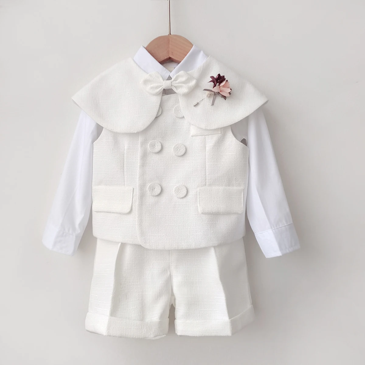 Boutique Boys suits Baby Boy Baptism Outfit Christening White Vest Set Gentleman Kids 1-4 Yrs Birthday Wedding Party Clothing Set