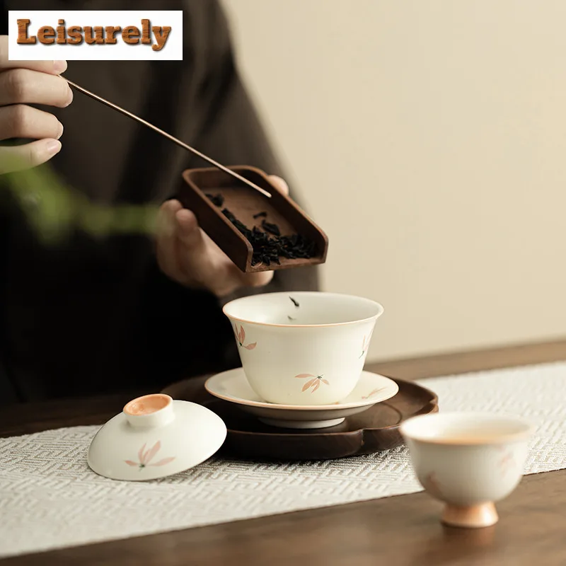 133ml Orchid Wind Chime Gaiwan Creative Sancai Single Non Hot Tea Tureen Tea Making Cover Bowl Drinkware Accessories Supplies