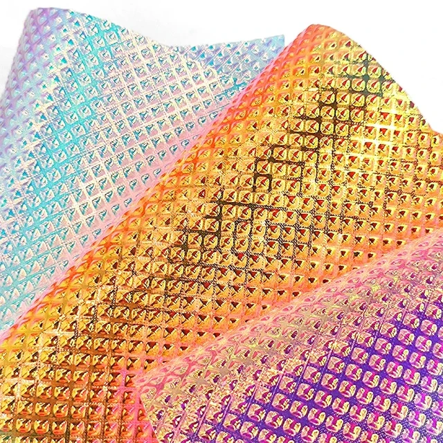 Metallic Laser Shiny Stretch Fabric Silver Iridescent Rainbow Holographic  Crafts