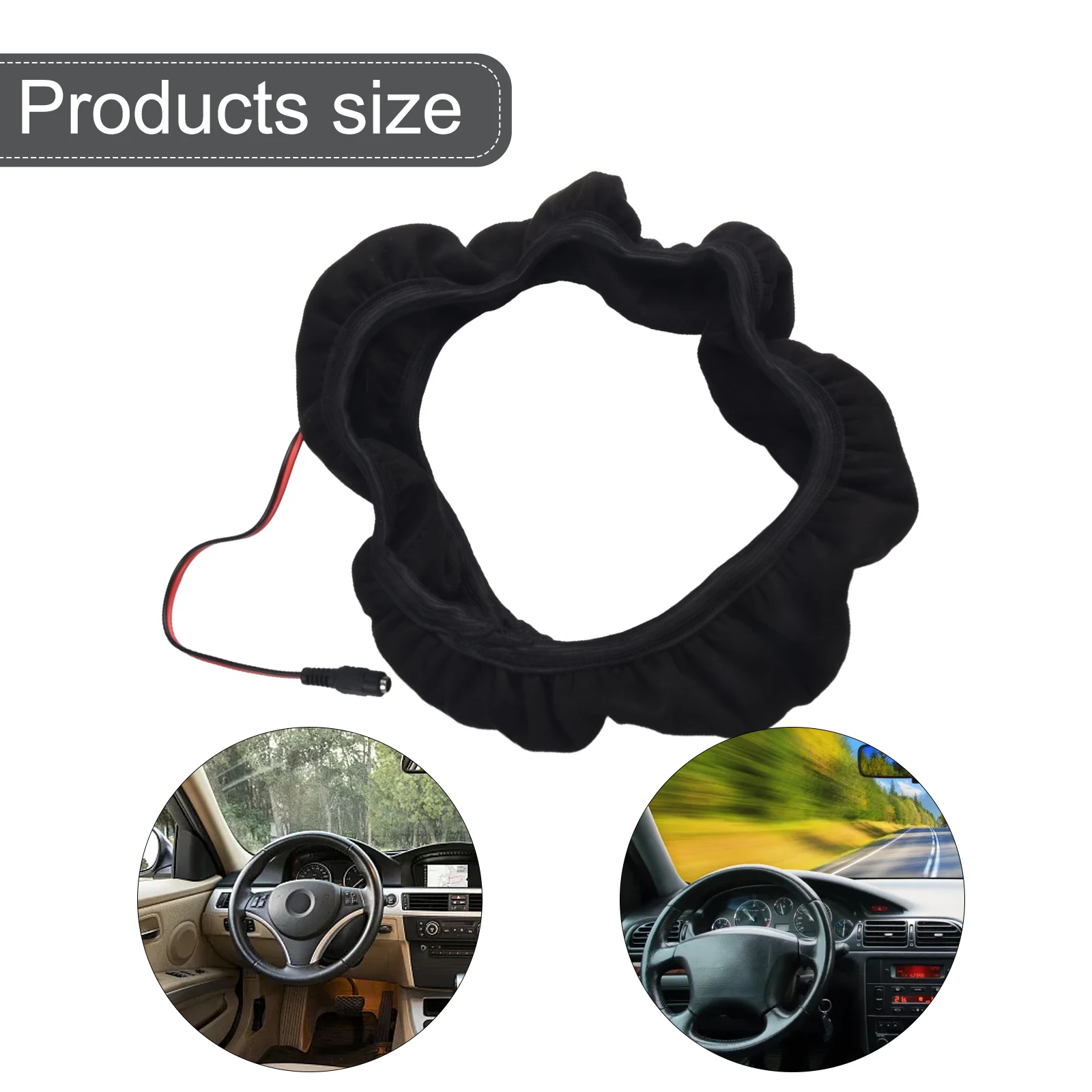 

Warm Hands Smooth Drive 15 Soft Plush Heated Steering Wheel Cover Electric Heating Compatible with 14 5 15 5 Steering Wheels