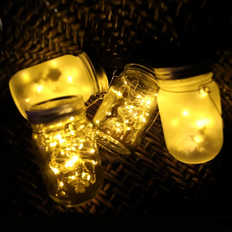 

Solar Light Outdoor Garland Lantern Hanging Glass Mason Jar Sun Garland Led Lamp Garden Lighting Fence Lawn Wedding Party Decor